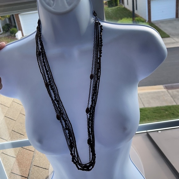 Beads and chain brown multilayered necklace - Picture 2 of 2